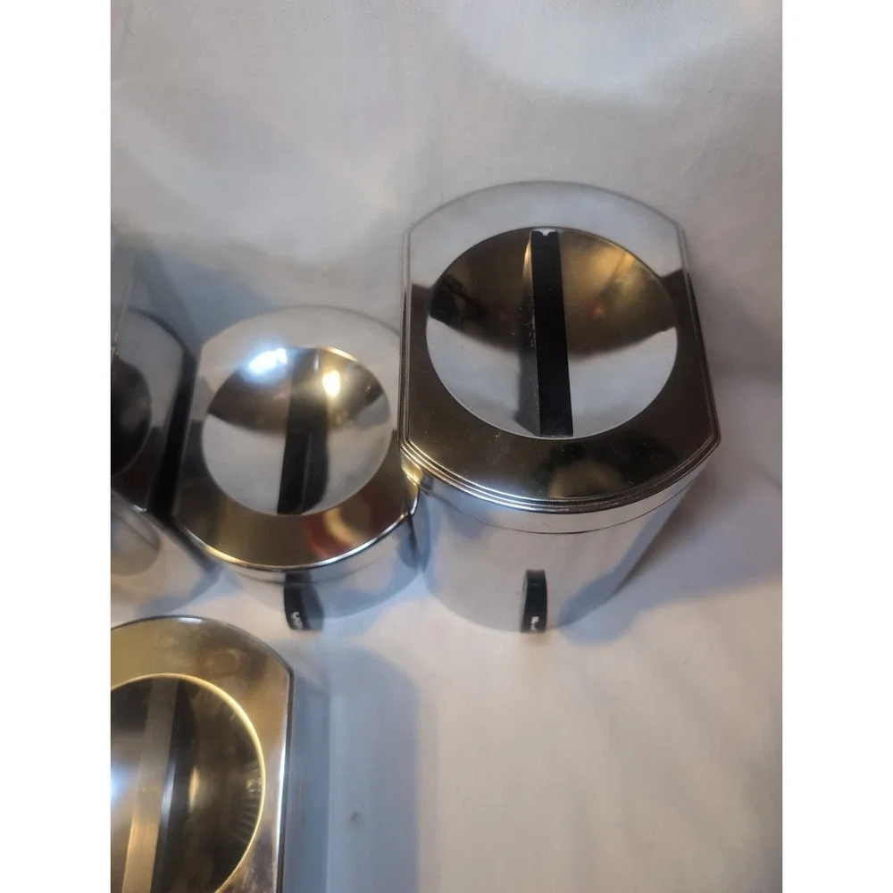 VINTAGE KROMEX MCM CHROME KITCHEN CANISTER SET COFFEE TEA FLOUR  SUGAR